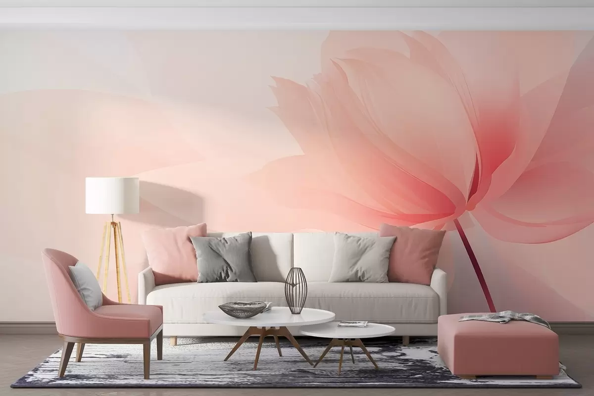 Fototapetes Liels zieds maigās persiku-rozā toņos w09356