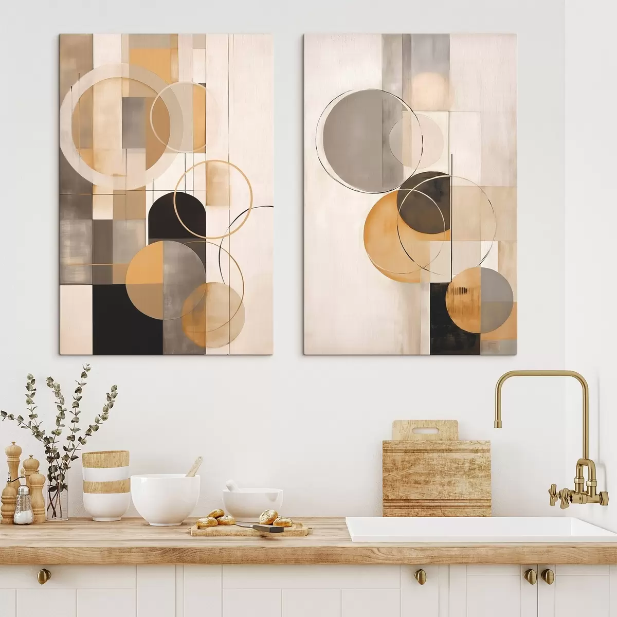 Glezna Ģeometriska abstrakcija ar apļiem m00858