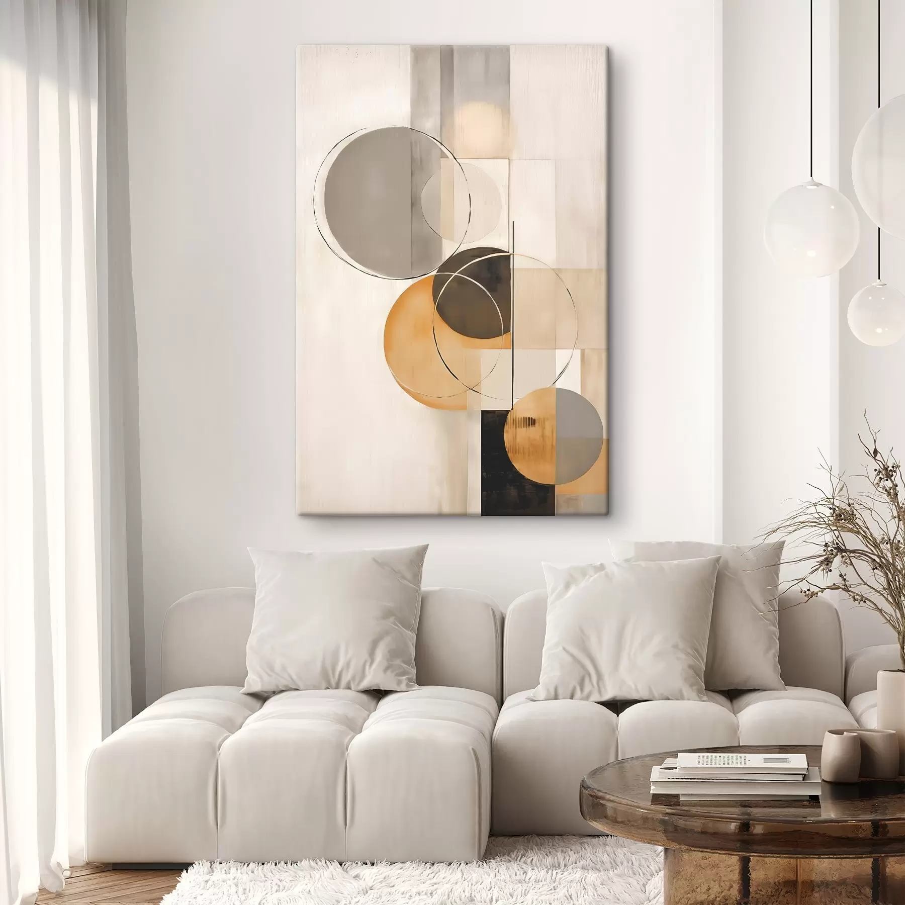 Glezna Ģeometriska abstrakcija ar apļiem s46358