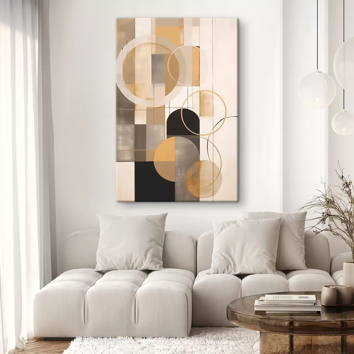 Glezna Ģeometriska abstrakcija ar apļiem s46359