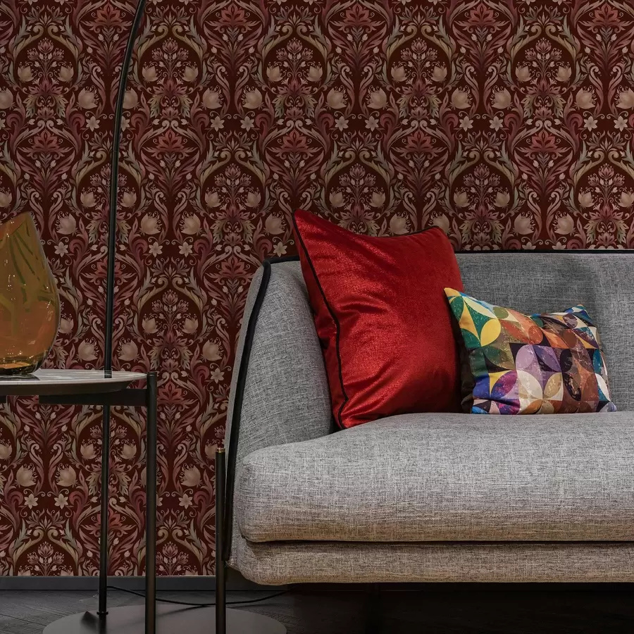 Fototapetes Tulpes ornamenta, bagātīgs bordo fons a00827v2