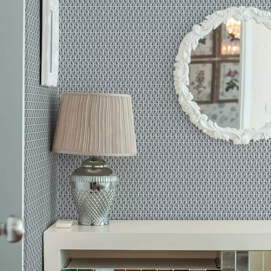 Fototapetes Smalks balts dimantu režģis uz klusināta zaļgani zilgana fona a00903