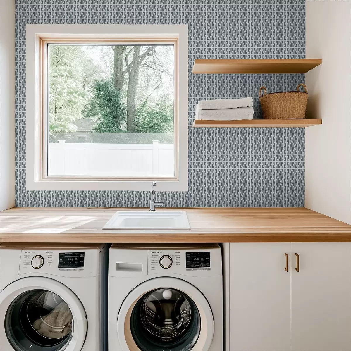 Tapetes Smalks balts dimantu režģis uz klusināta zaļgani zilgana fona a00903