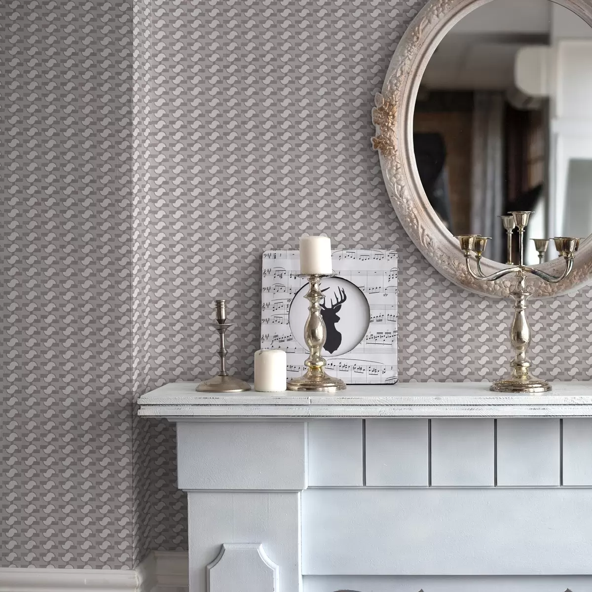 Tapetes Mauve moduļu flīzes ar savienotiem pusapļiem a00915