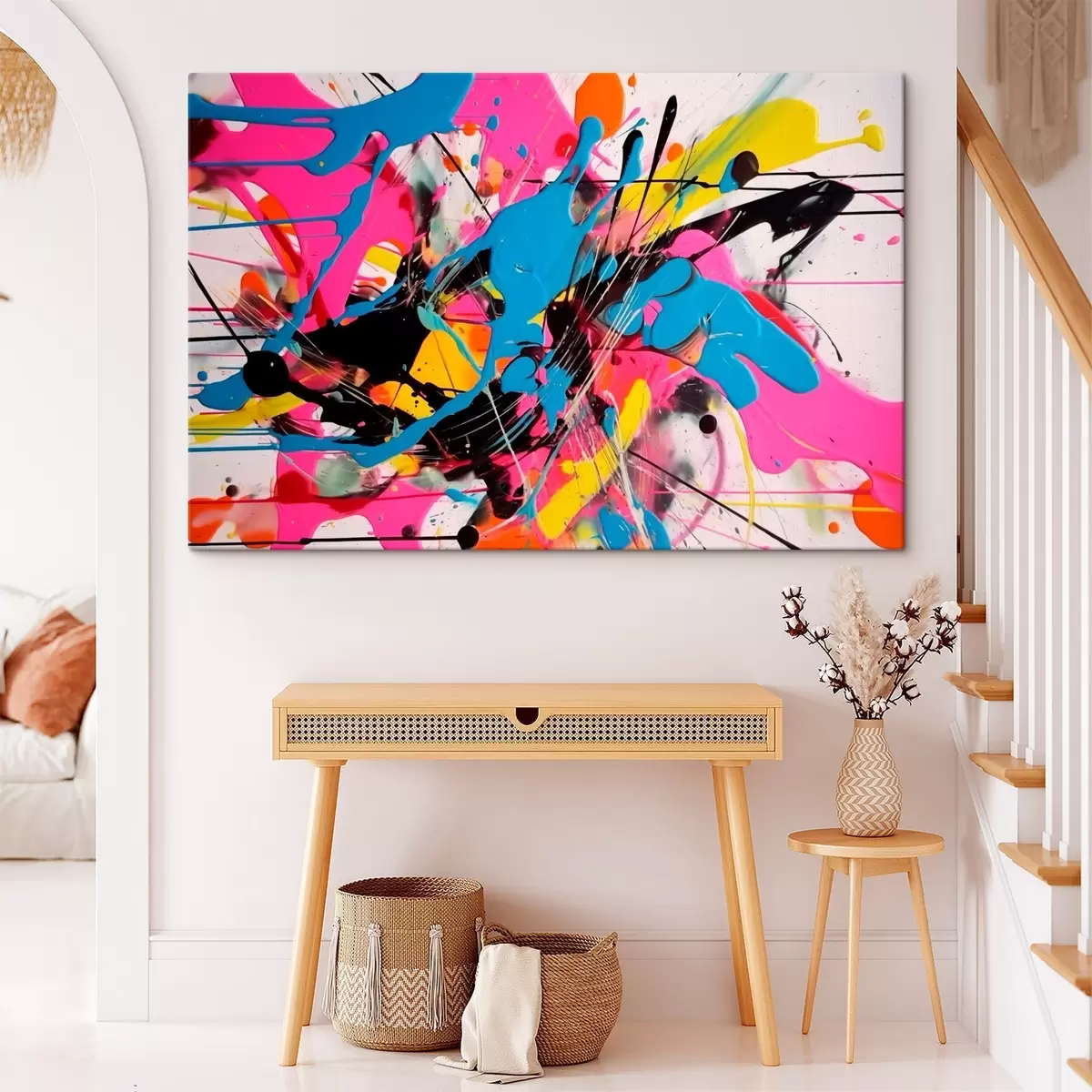 Glezna Spilgts krāsas šļaksts. Pilējošs abstrakcijas stils s46478