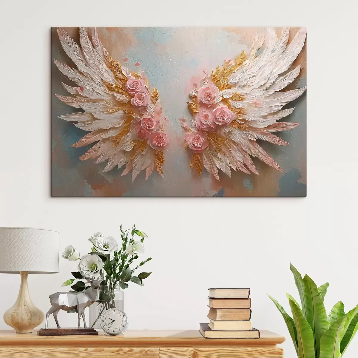 Glezna Spārni ar dzeltenām un rozā krāsām s46551