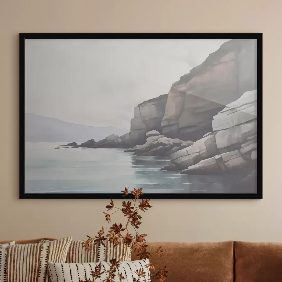 Fototapetes Akmeņaina krasta līnija miglā f46464