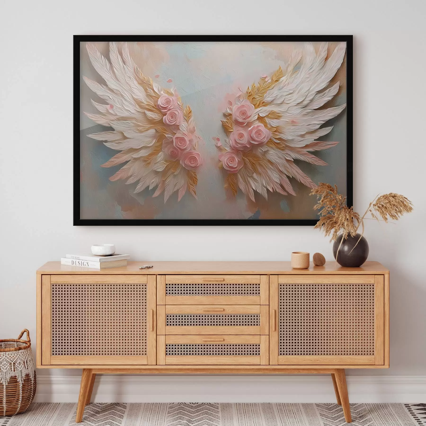 Fototapetes Spārni ar dzeltenām un rozā krāsām f46551