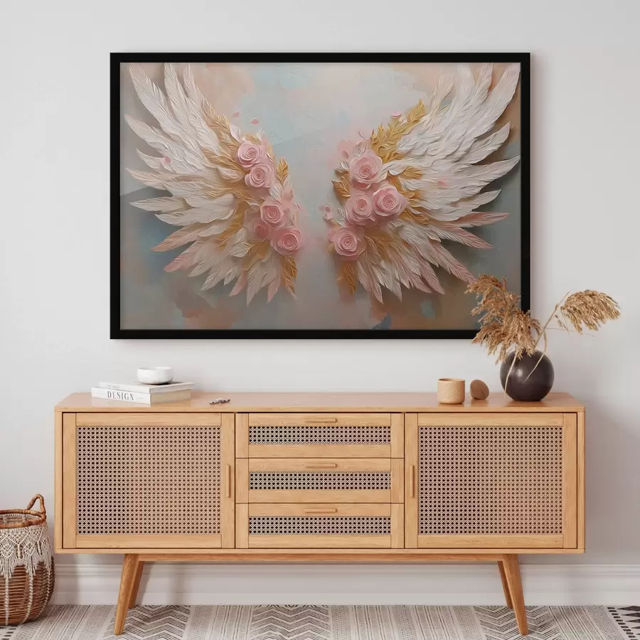 Fototapetes Spārni ar dzeltenām un rozā krāsām f46551