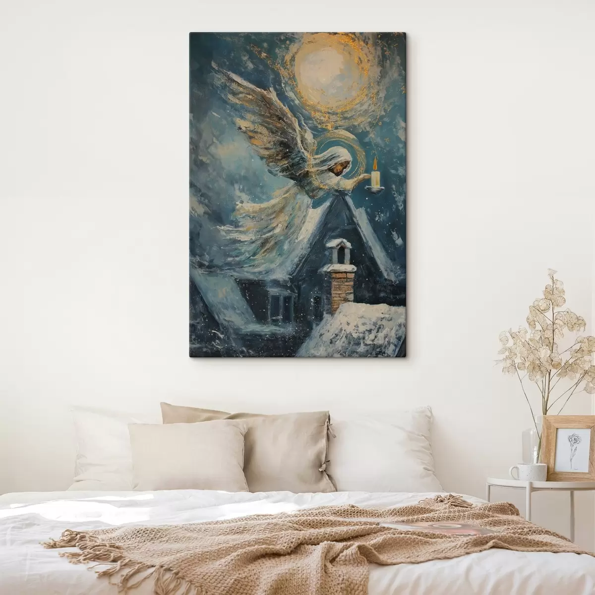 Glezna Eņģelis virs māju jumtiem s46600