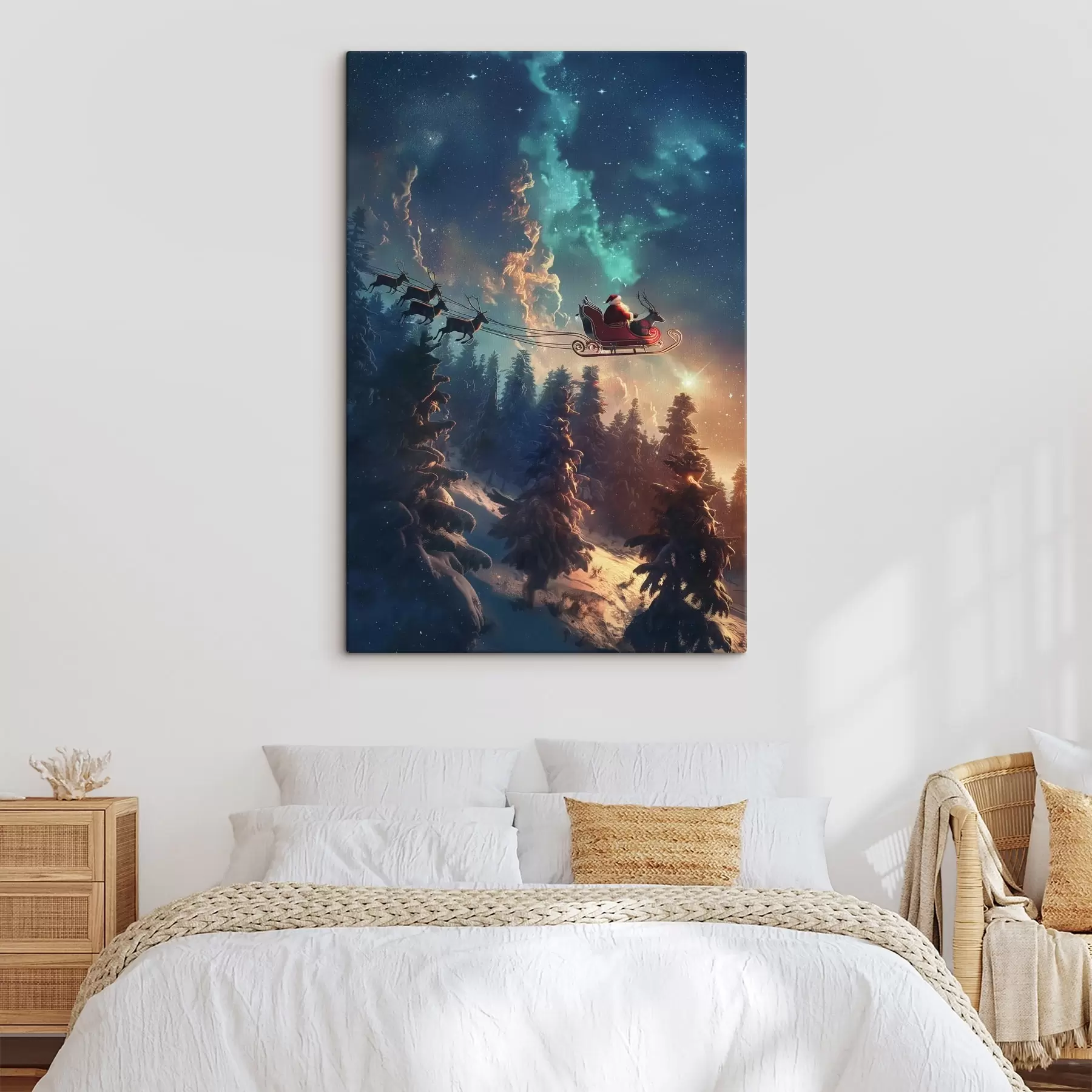 Glezna Ziemassvētku vecītis uz ziemeļbrieža s46602