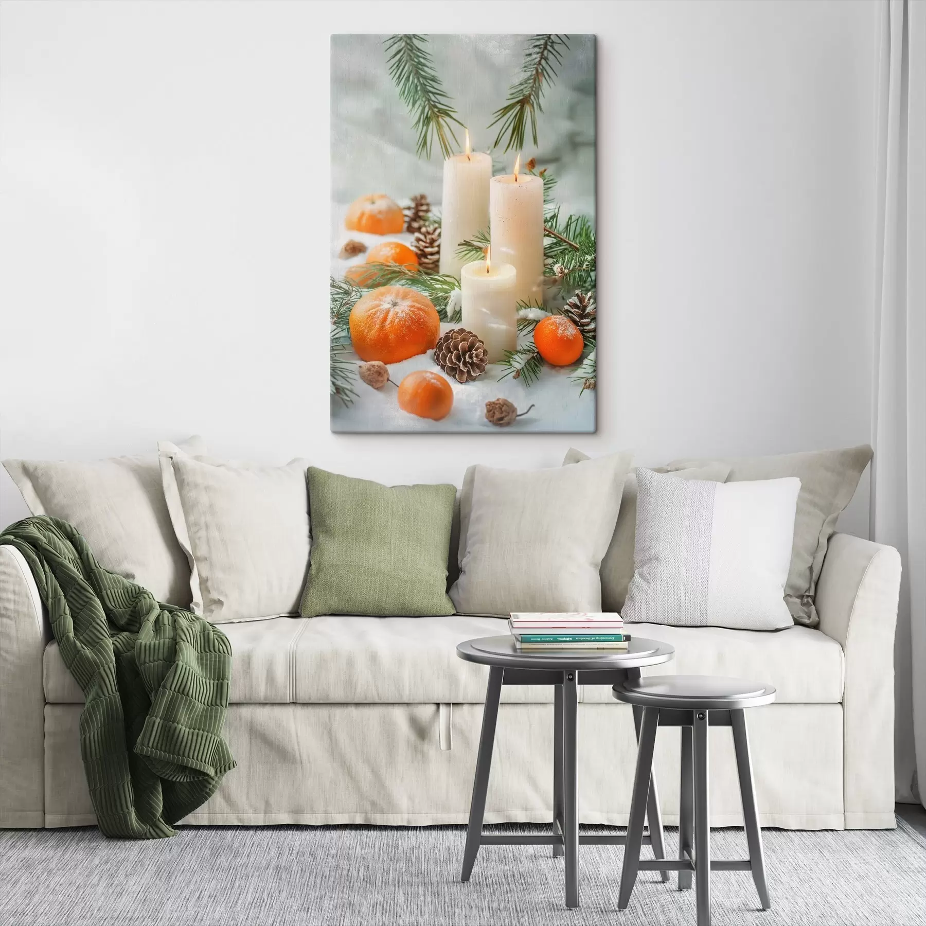 Glezna Sveces, mandarīni un priežu čiekuri s46615