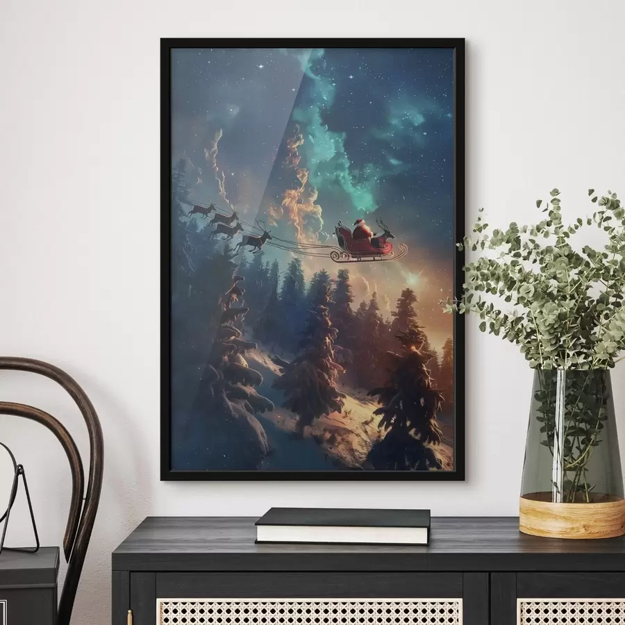 Fototapetes Ziemassvētku vecītis uz ziemeļbrieža f46602