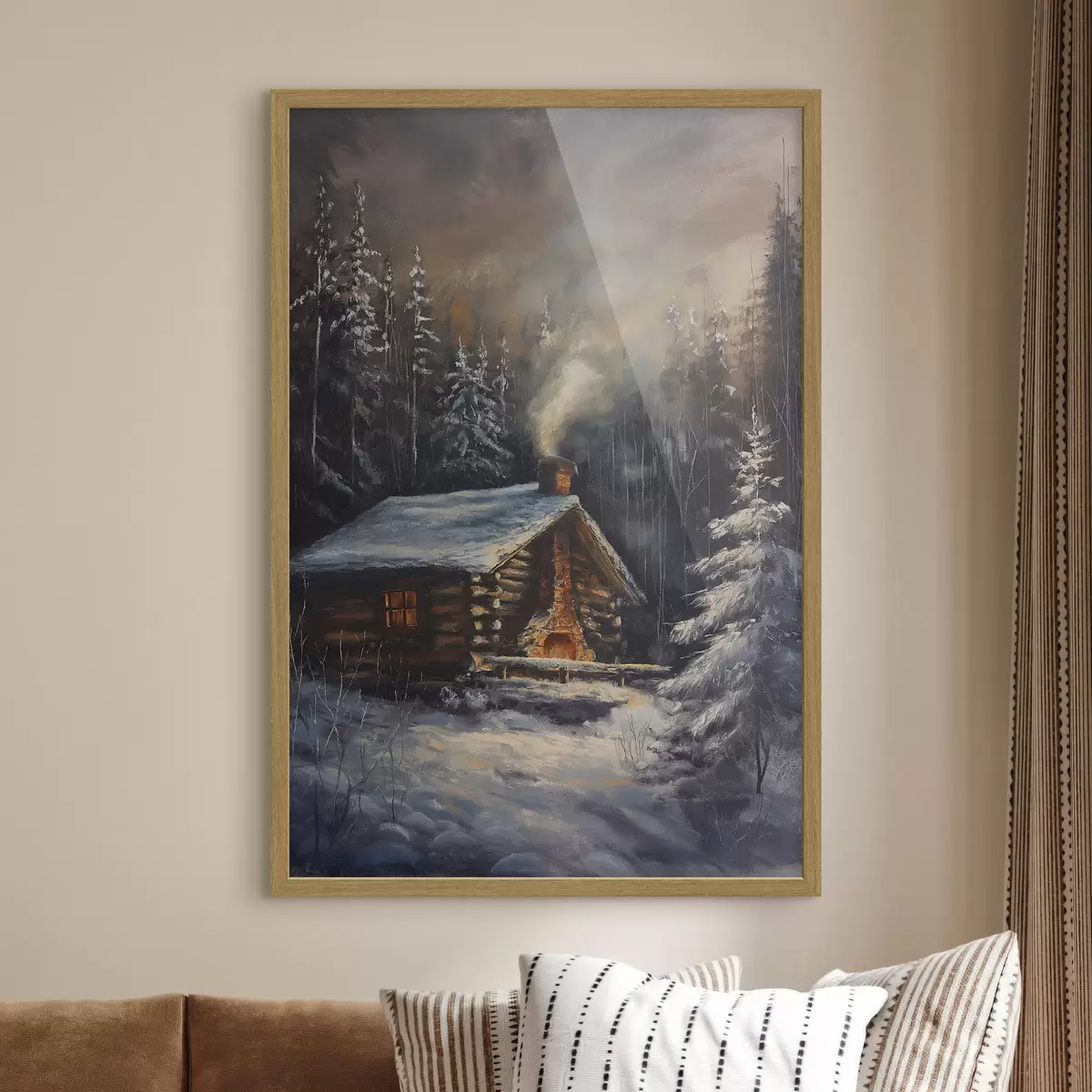 Plakāts Kotedža ziemas mežā f46606