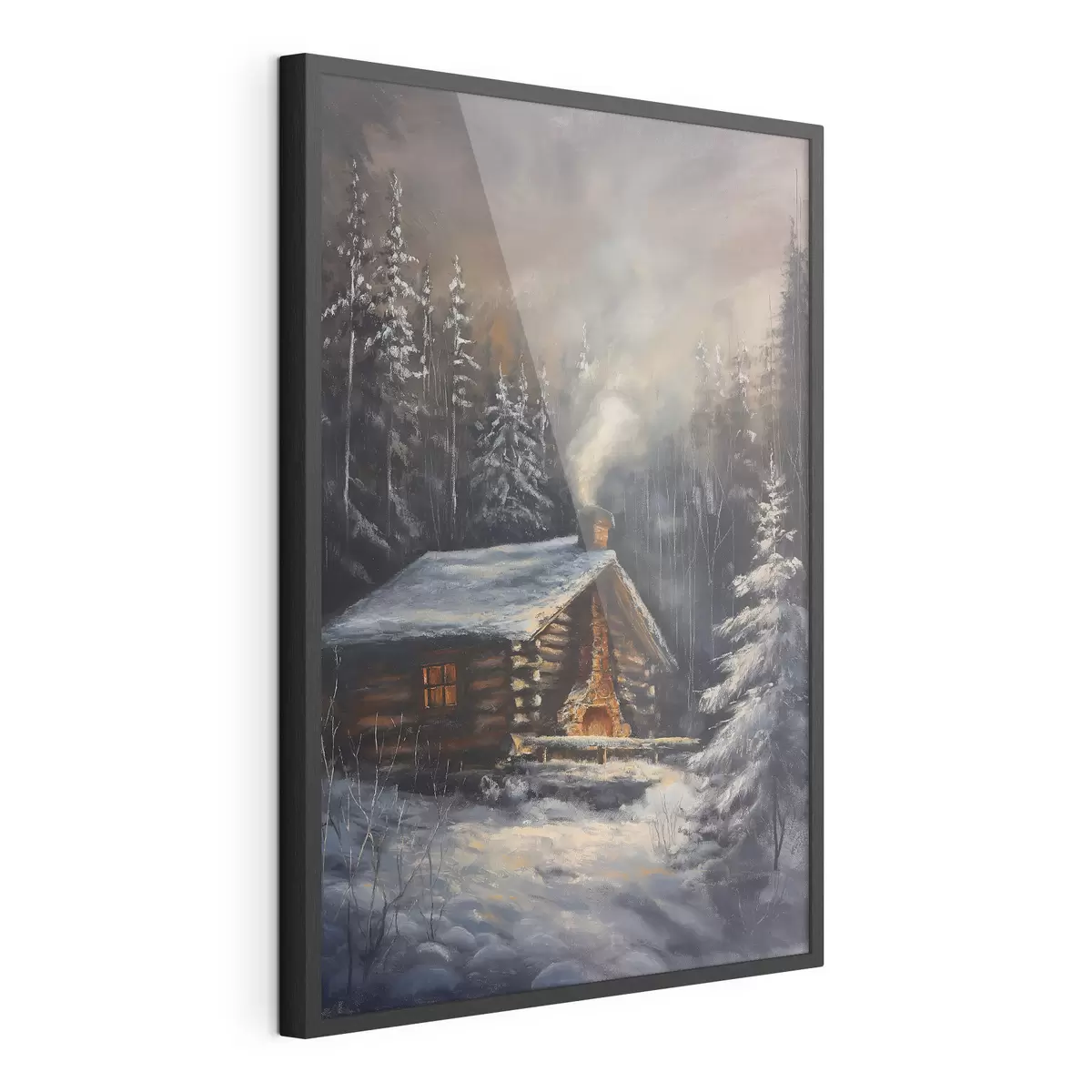 Plakāts Kotedža ziemas mežā f46606