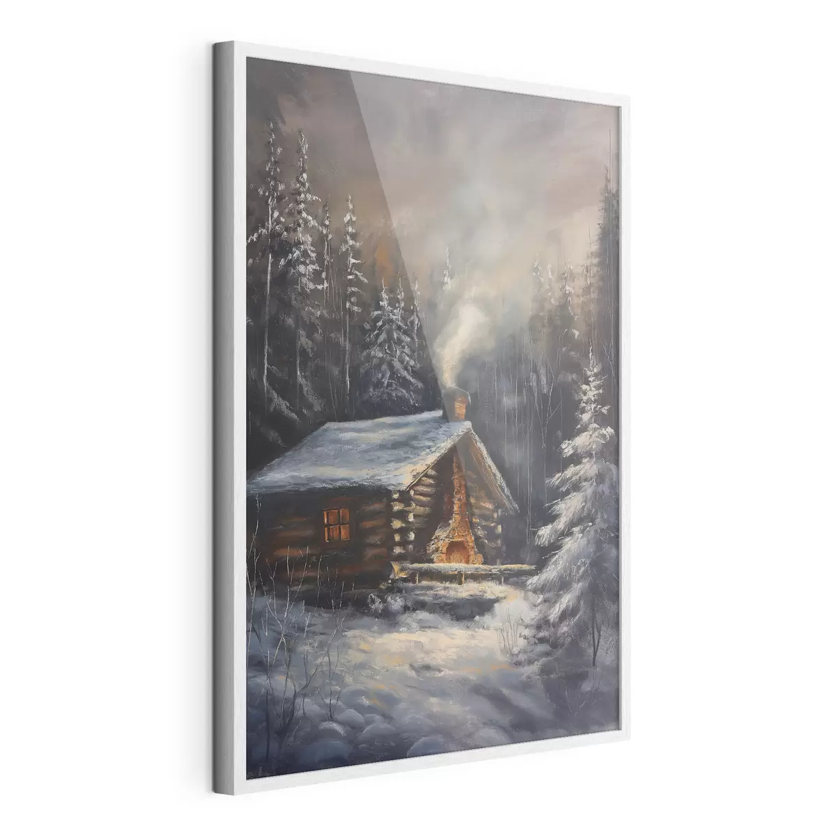 Plakāts Kotedža ziemas mežā f46606