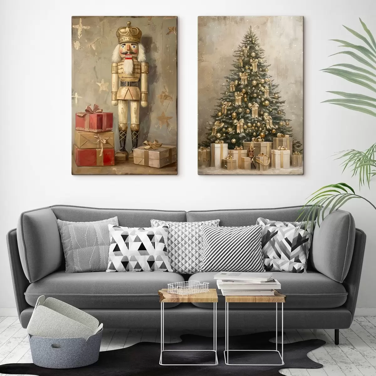 Glezna Riekstkodis un Ziemassvētku eglīte ar dāvanām m00957