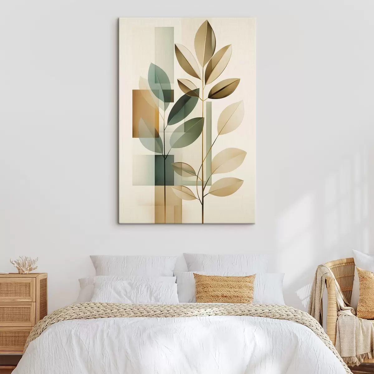 Glezna Ģeometriska abstrakcija ar lapām s46581