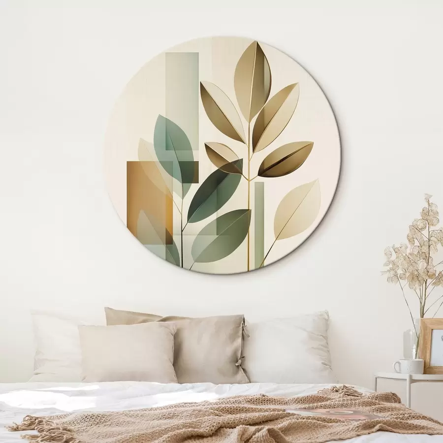 Glezna Ģeometriska abstrakcija ar lapām r46581