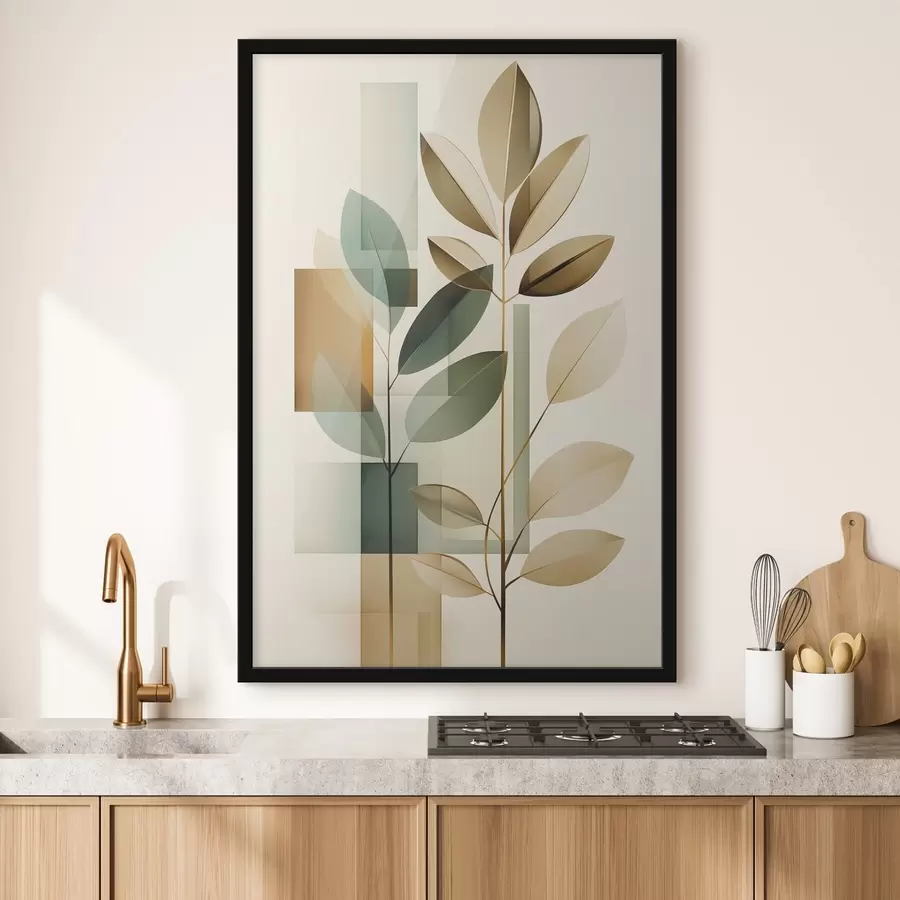 Fototapetes Ģeometriska abstrakcija ar lapām f46581