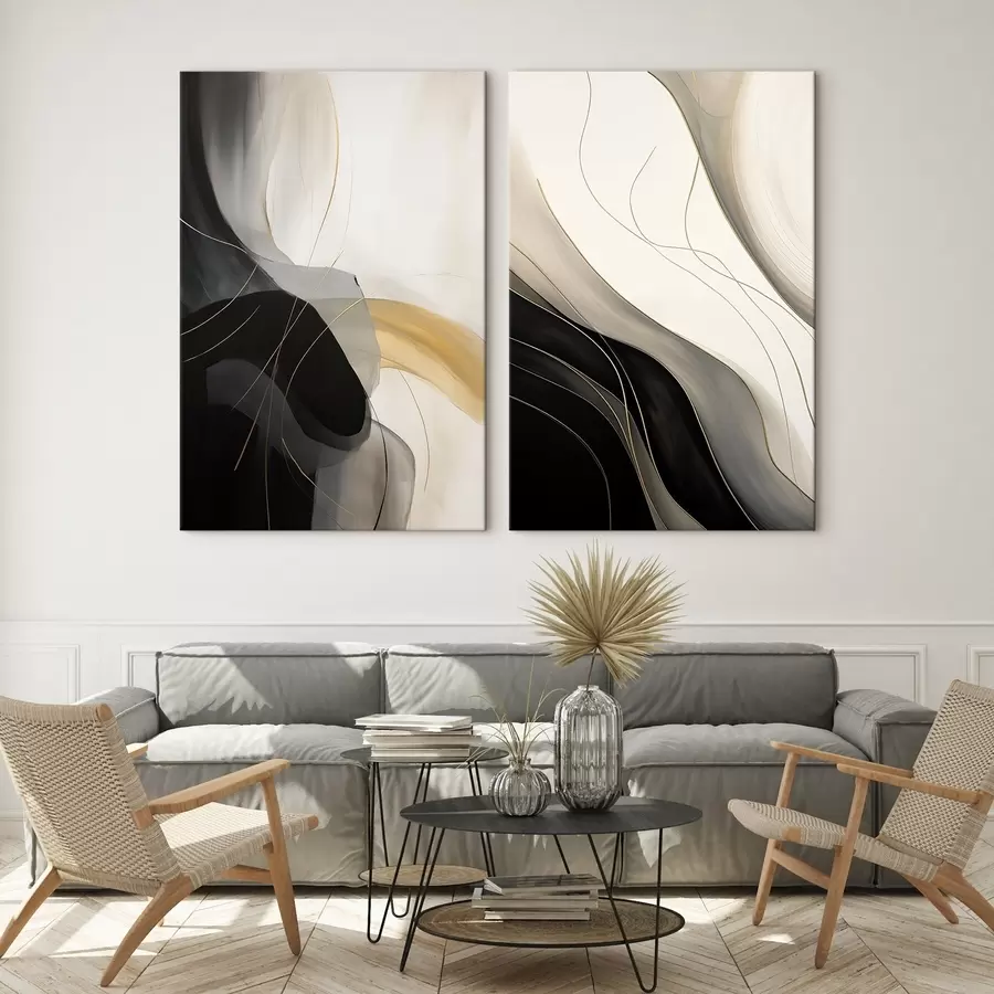 Glezna Monochromatiskas līknes ar smalkām metāla šķiedrām m00972