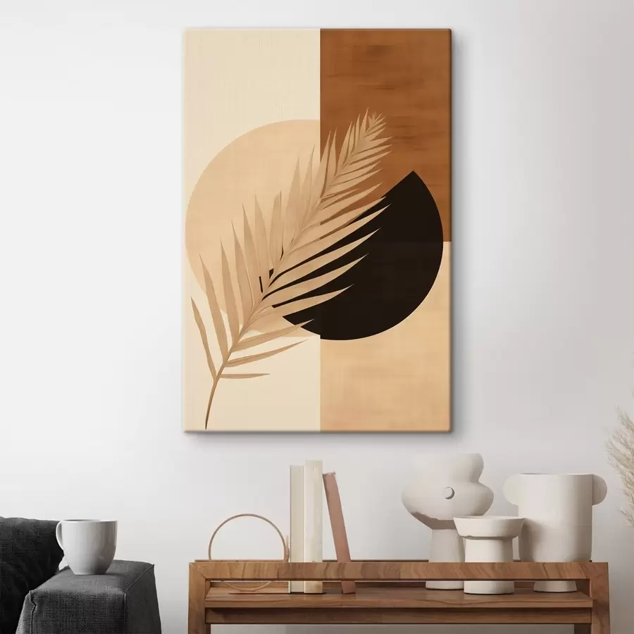 Glezna Palmu lapas uz terakotas un krēmkrāsas ģeometrijas s46490