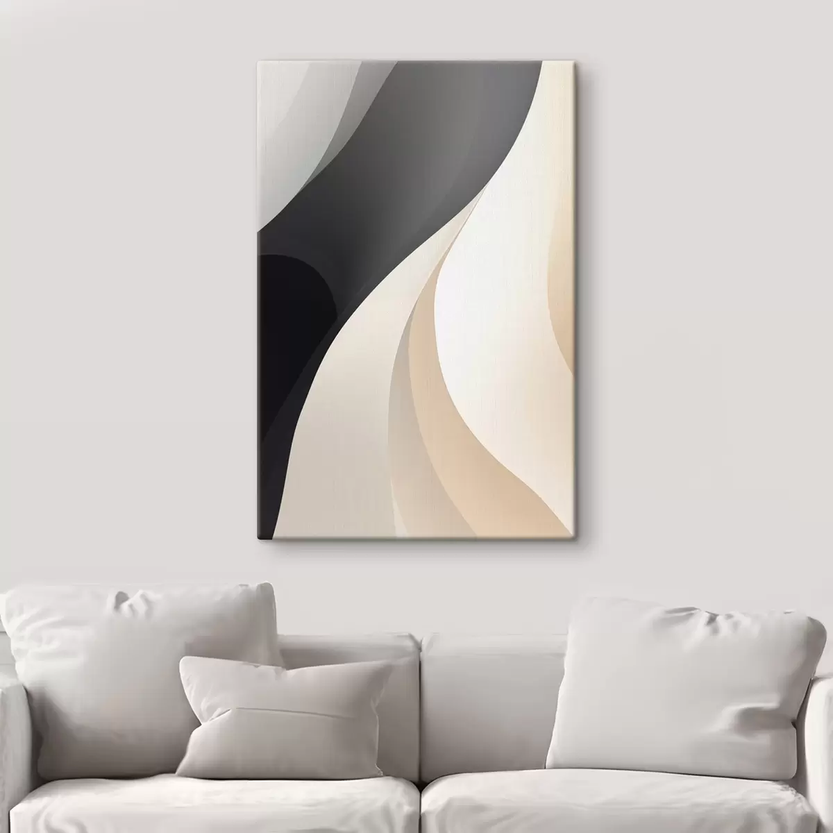 Glezna Gludas, pārklājošās līknes ogļu, ziloņkaula un smilšu krāsā s46493