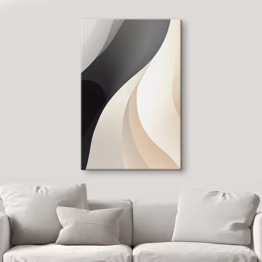 Glezna Gludas, pārklājošās līknes ogļu, ziloņkaula un smilšu krāsā s46493