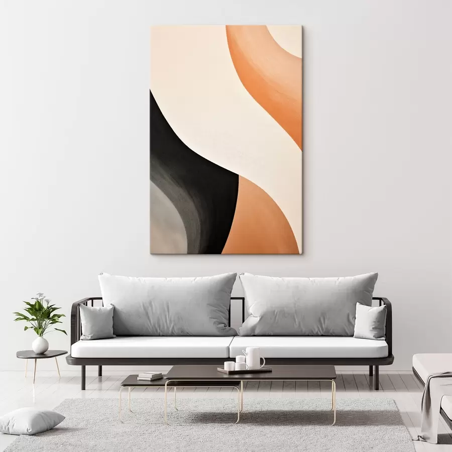 Glezna Izteiksmīga S-līkne krēmkrāsā, melnā un terakotas akcentā s46495