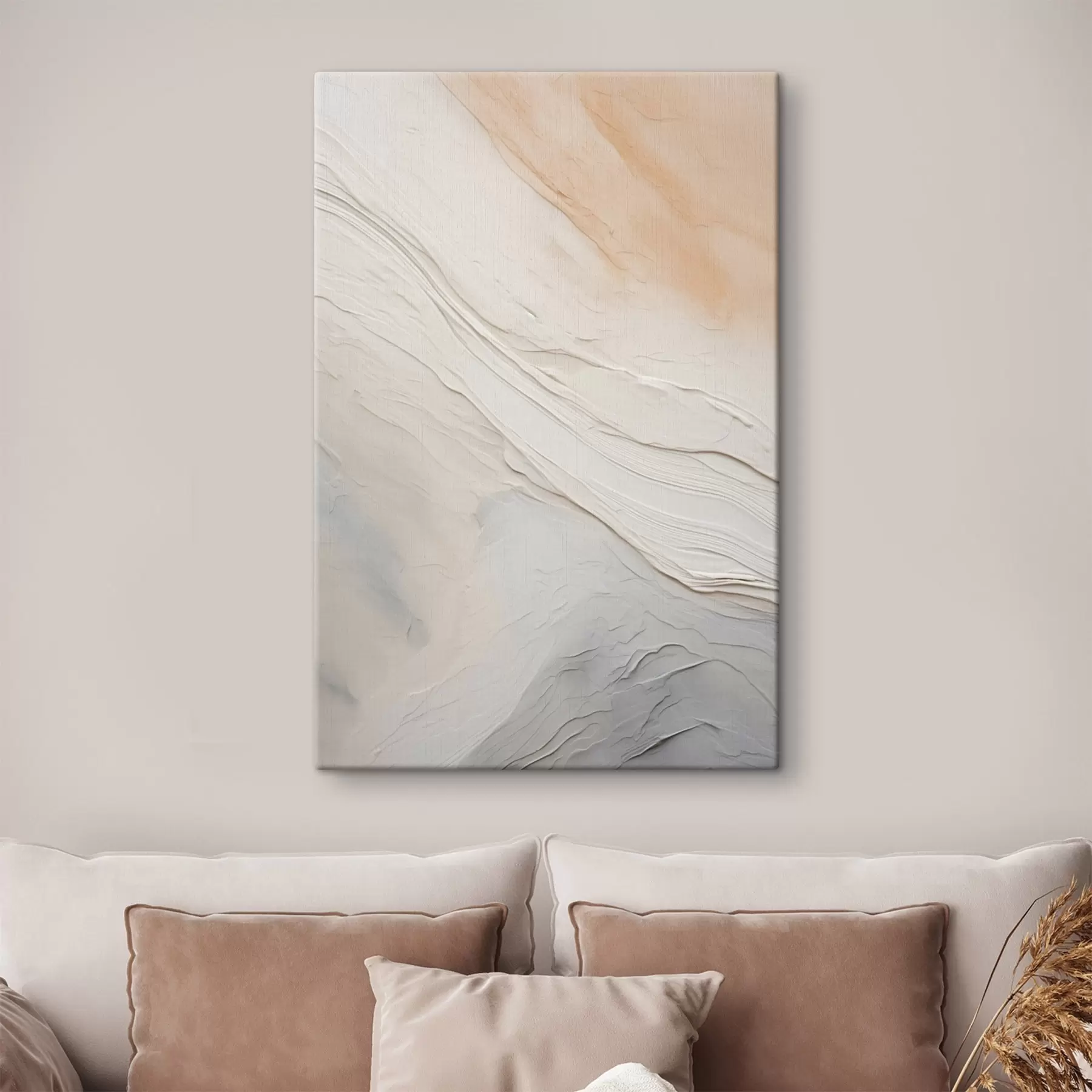 Glezna Teksturēts apmetums viļņveida faktūrā maigās ziloņkaula un smilšu toņos s46510