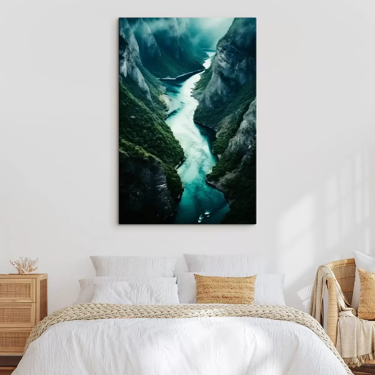 Glezna Šaura aiza ar turkīza krāsas straumi no augšas s46522