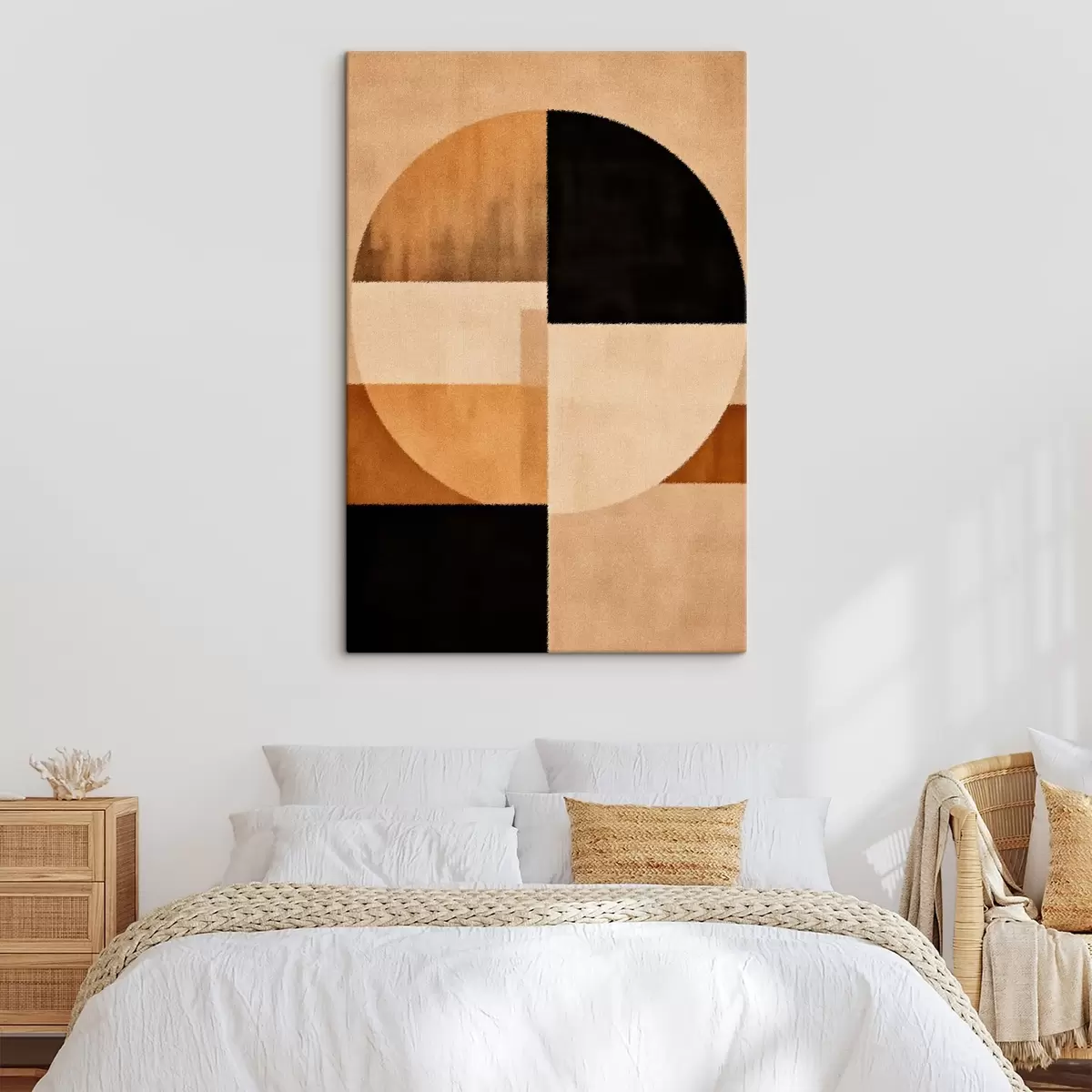 Glezna Pusapļi un kvadrāti siltos toņos, mīksta tekstūra s46531