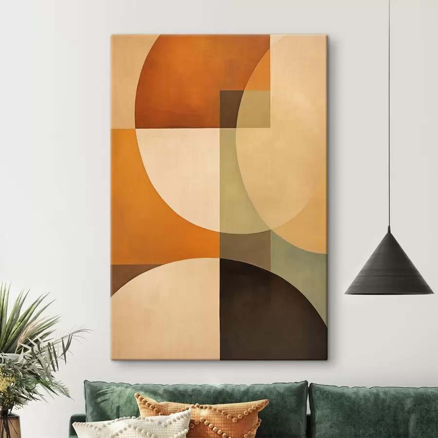 Glezna Lielas krustojušās formas terakotas-olīvu toņos s46533