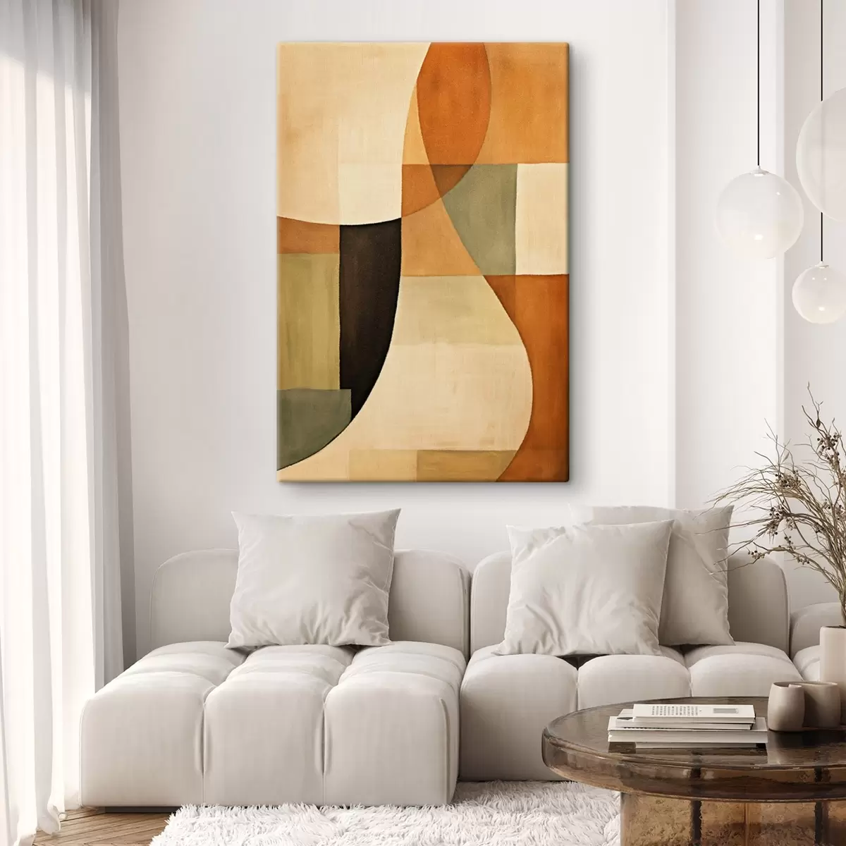 Glezna Mīksti ģeometriski lauki siltā dabiskā krāsu gamā s46538