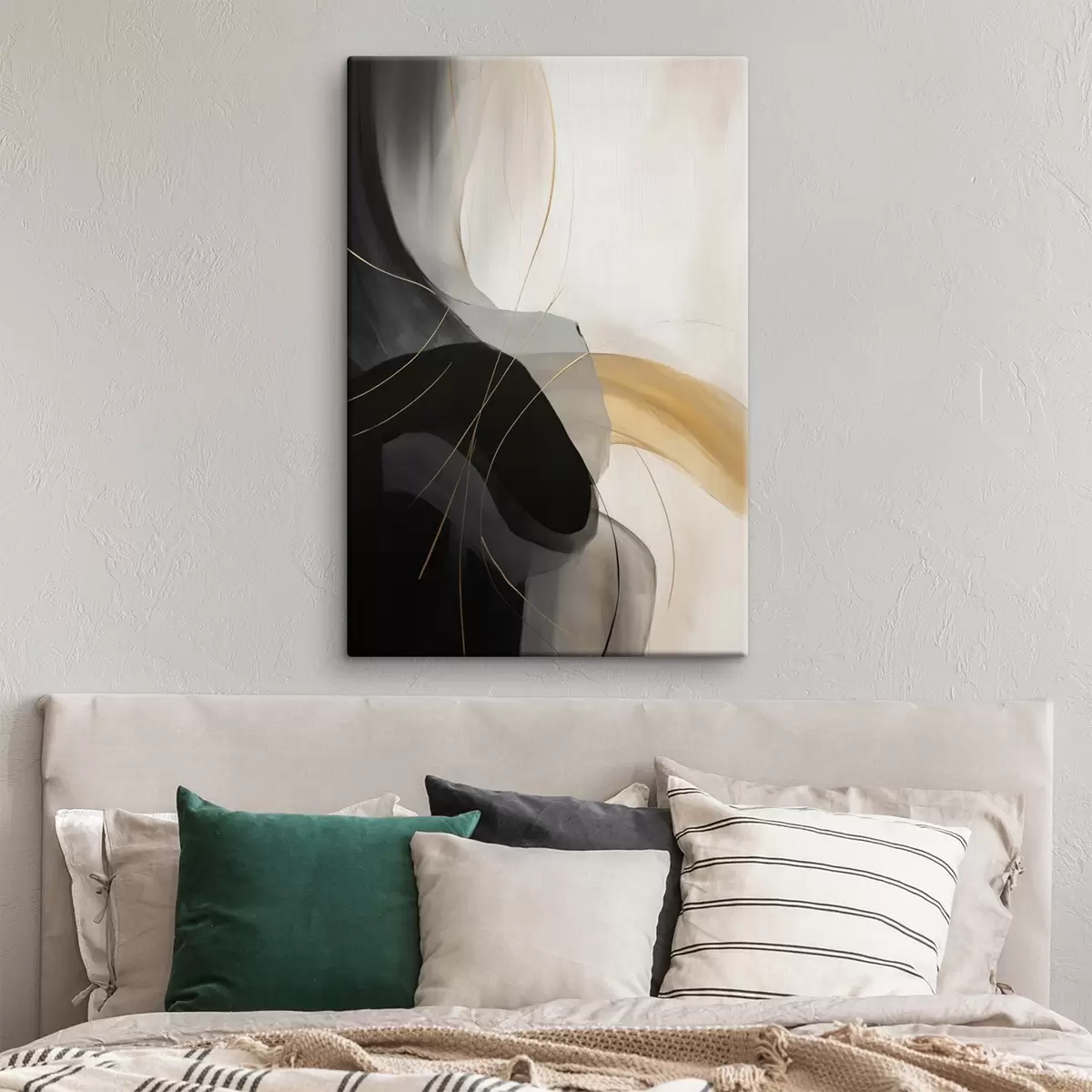 Glezna Mīkstas līknes melnā un smilškrāsā ar siltu akcentu s46542