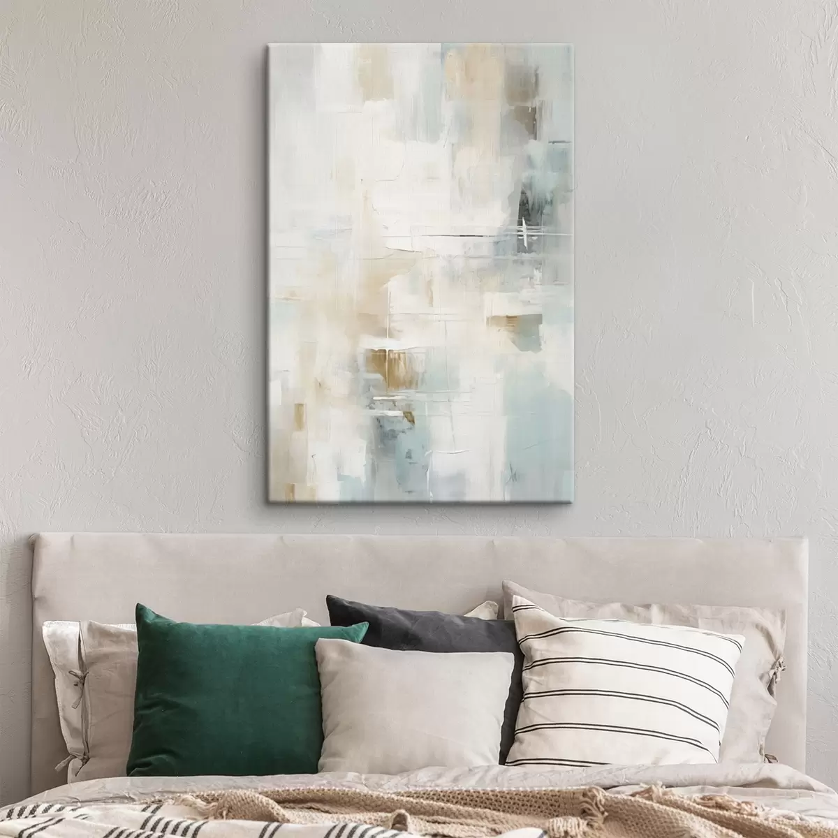 Glezna Gaisīgi zila un smilškrāsas triepieni uz balta fona s46547