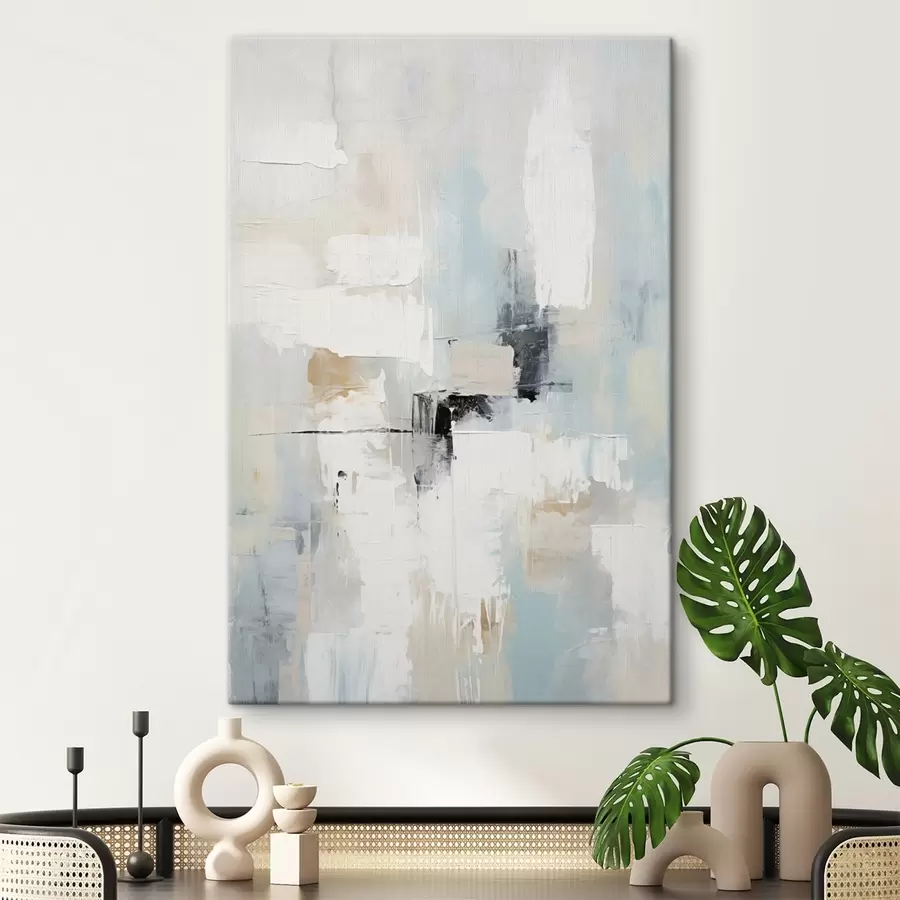 Glezna Gaišā toņos abstrakts ar melnu akcentu s46548