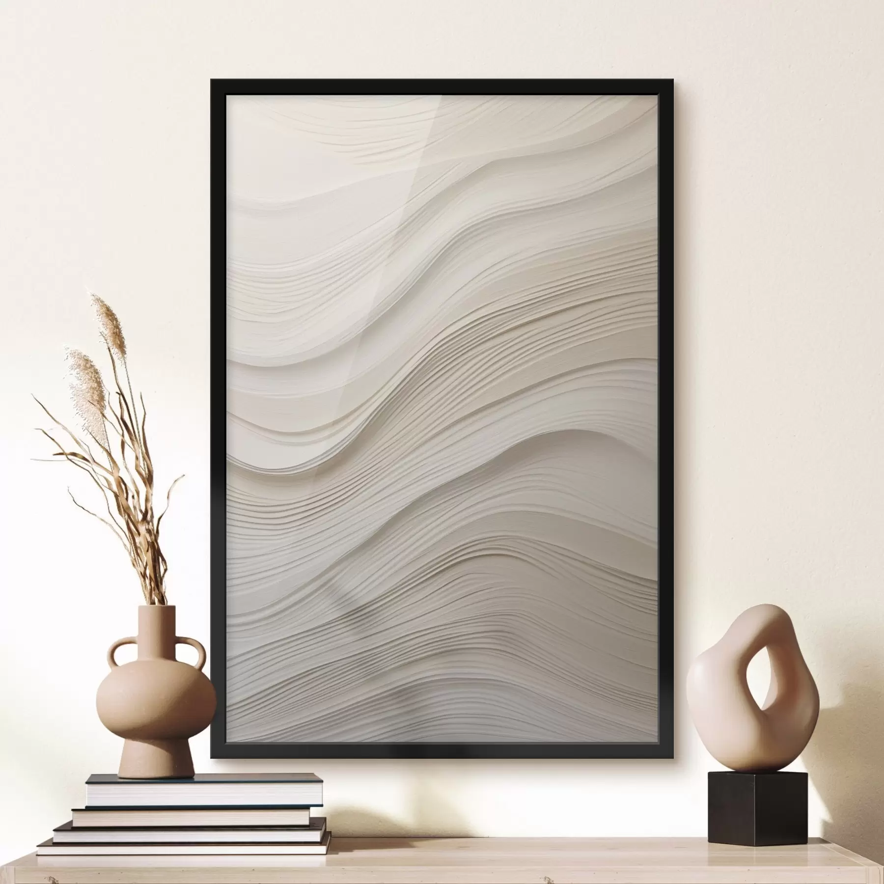 Fototapetes Slāņveida smilšu toņu reljefa viļņi, mīksta tekstūra f46484