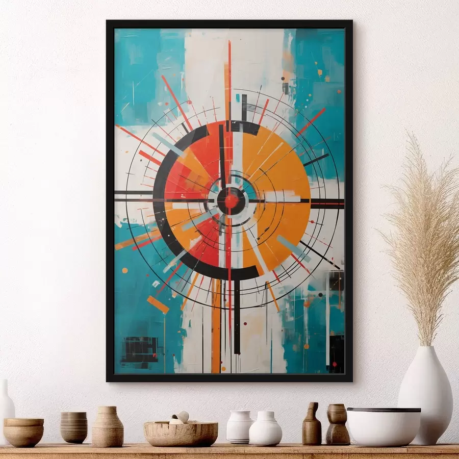 Fototapetes Koncentrisks mērķis ar zaļgani zilganiem un oranžiem segmentiem f46486