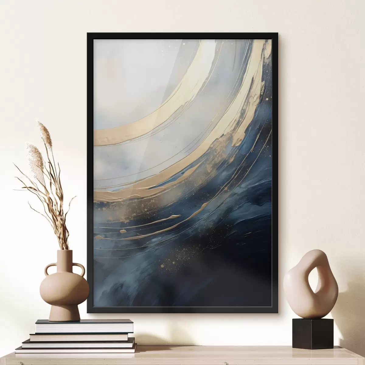 Plakāts Plaši gaismas loki uz tumši zila fona f46487