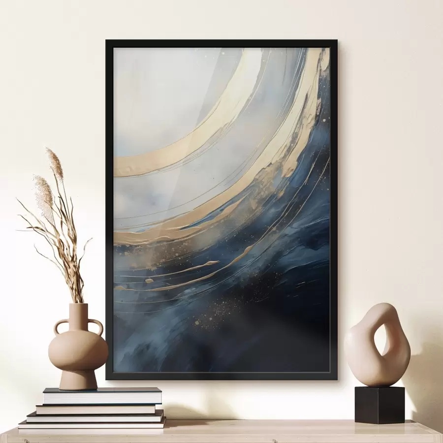 Fototapetes Plaši gaismas loki uz tumši zila fona f46487