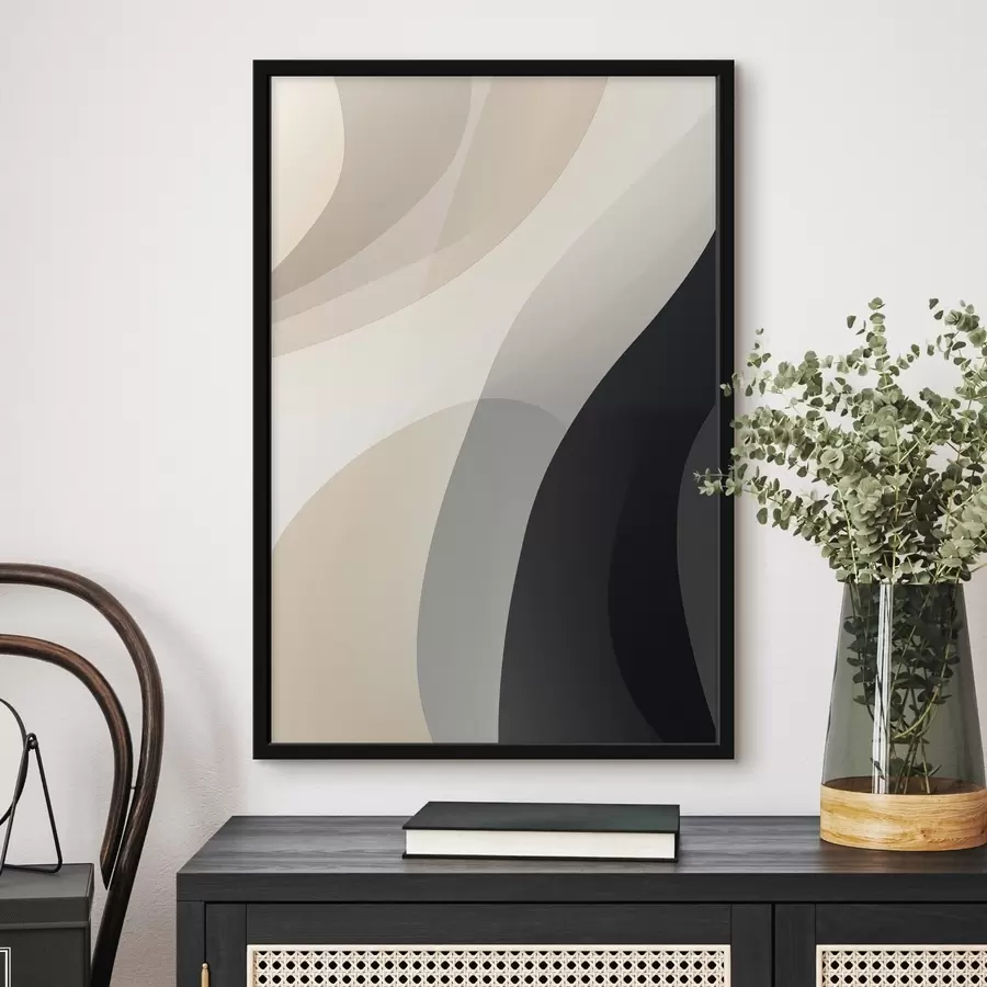 Fototapetes Organiskas viļņu formas siltā smilškrāsā un ogļu krāsā f46494