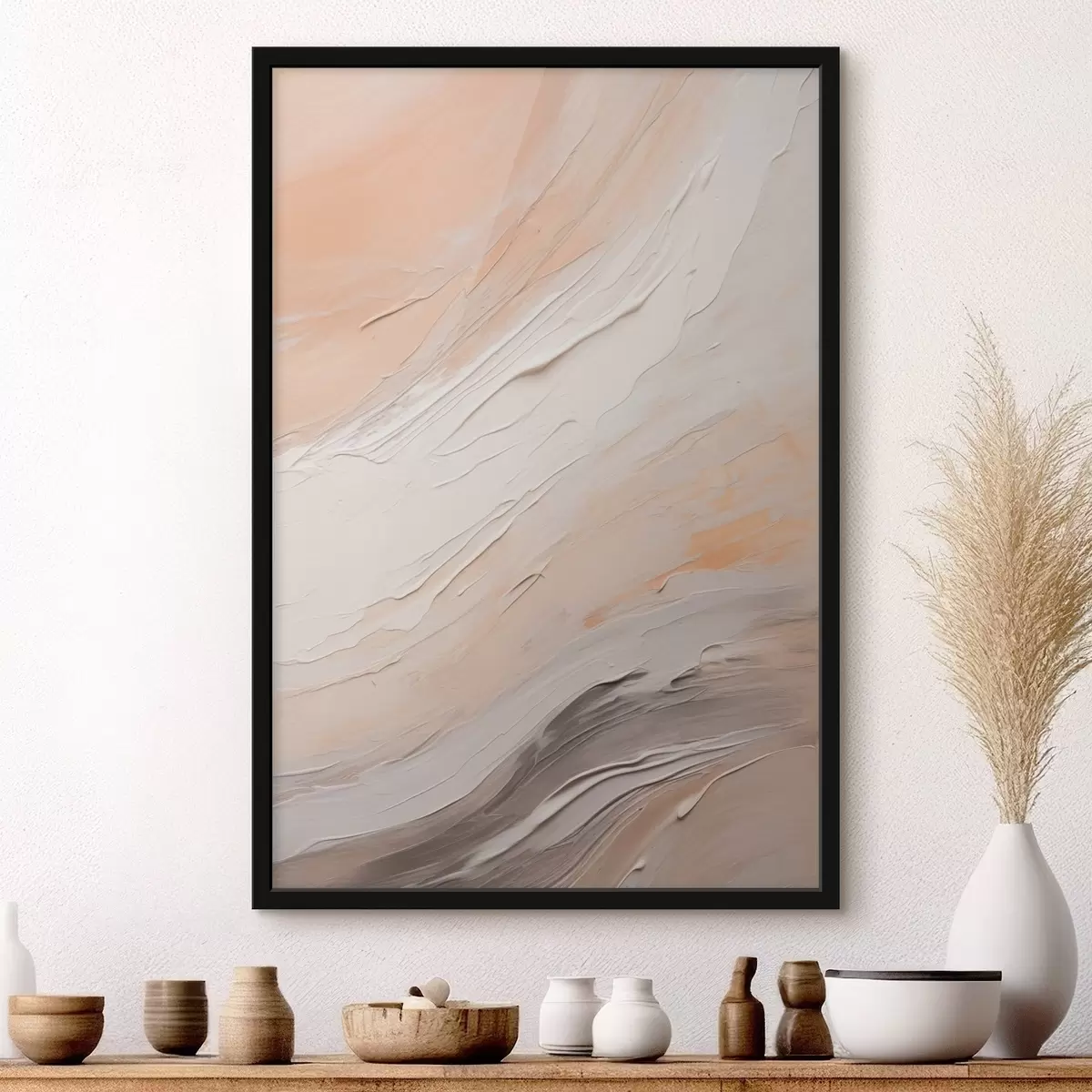 Plakāts Teksturēts apmetums siltā smilškrāsā ar maigu pelēko nokrāsu f46511