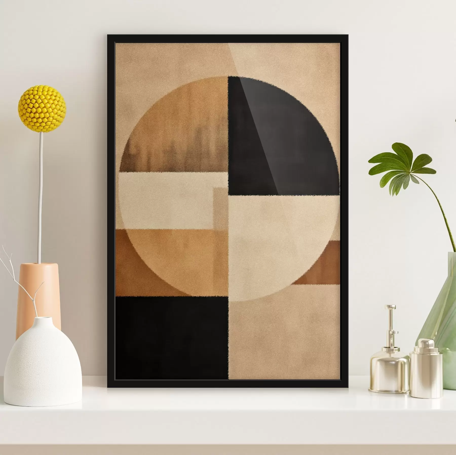 Fototapetes Pusapļi un kvadrāti siltos toņos, mīksta tekstūra f46531