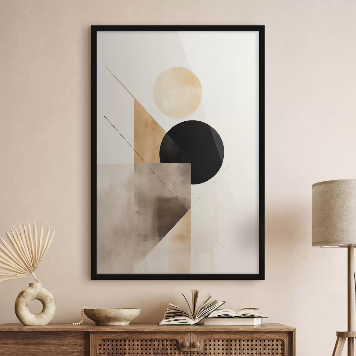 Plakāts Minimāla kompozīcija: aplis, trīsstūris un plaknes f46532