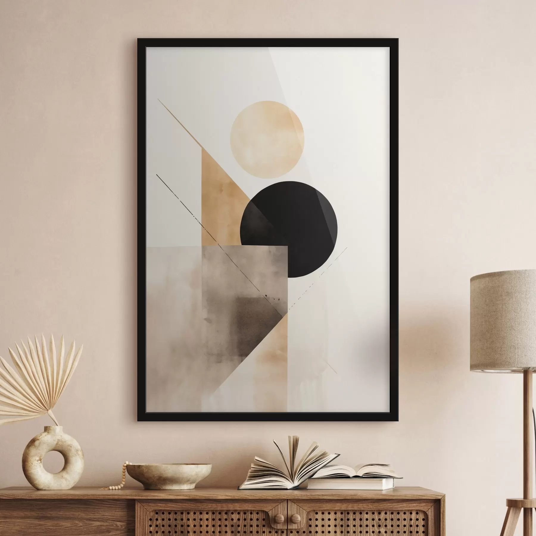 Fototapetes Minimāla kompozīcija: aplis, trīsstūris un plaknes f46532