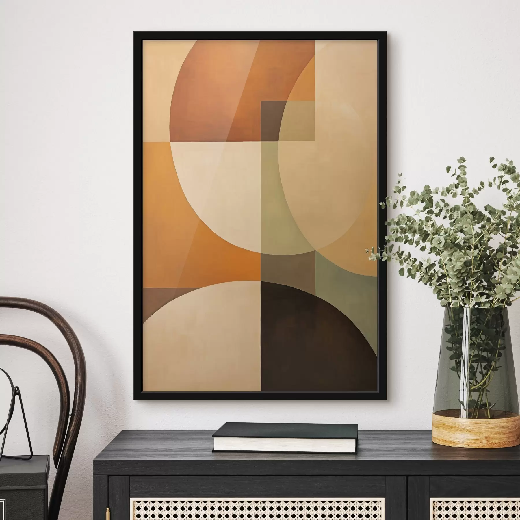 Fototapetes Lielas krustojušās formas terakotas-olīvu toņos f46533