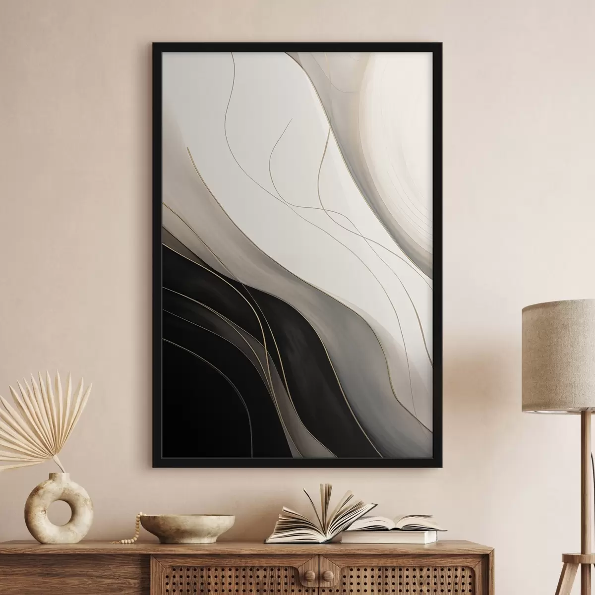 Plakāts Viļņi melnā un smilškrāsā ar smalkām okera līnijām f46541