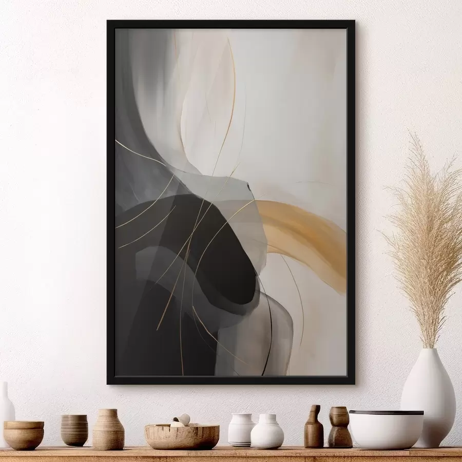 Fototapetes Mīkstas līknes melnā un smilškrāsā ar siltu akcentu f46542