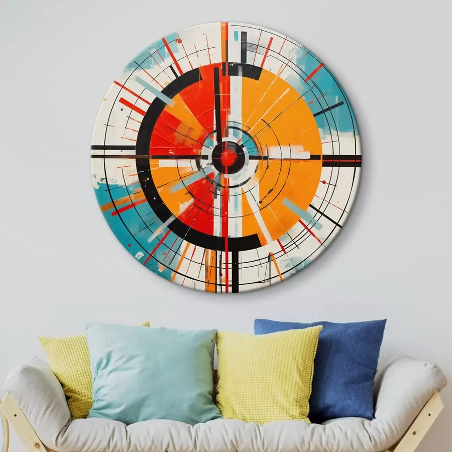 Glezna Koncentrisks mērķis ar zaļgani zilganiem un oranžiem segmentiem r46486